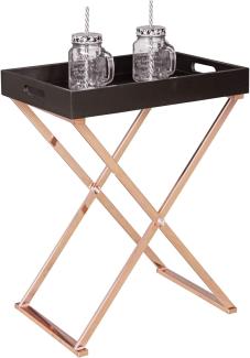 Wohnling Design Beistelltisch SERVE Kupfer Schwarz mit Tablett 48 x 61 x 34 cm