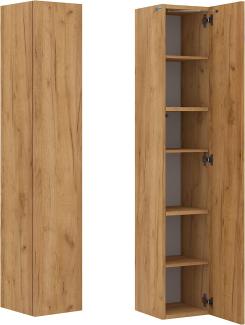 Badezimmer Hängeschrank Wandschrank 105/ 160cm hoch Badhängeschrank mit Fronten in Hochglanz und Push-to-Open Funktion (Eiche Gold, 160 x 30 x 32)