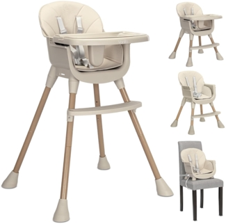 Lorelli Kinderhochstuhl Vanilla 3 in 1 Kinderstuhl, Tablett, Fußstütze, Gurt beige