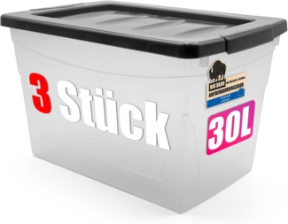 BigDean 3x30 L Aufbewahrungsbox mit Deckel Budget Line Plastikbox mit Deckel Aufbewahrungsboxen