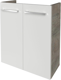 Fackelmann SBC STANFORD Waschbeckenunterschrank 55 cm, Braun hell/Weiß, 2 Türen