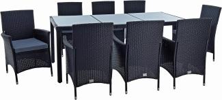 Polyrattan Sitzgruppe Gartenmöbel Set für 8 Personen Rattan Gartenset Schwarz