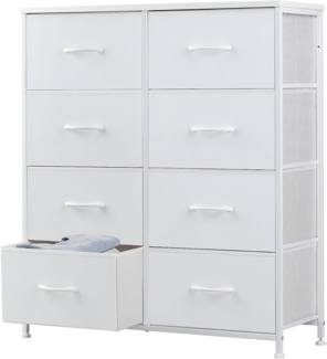 DUMOS Kommode für Schlafzimmer mit 8 Stoffschubladen, hohe Kommode Organizer für Kleidung, Schrank Kinderzimmer, Aufbewahrungsturm mit Schrank, Metallrahmen, Holzplatte, leichte Kinderzimmermöbel