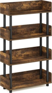 Furinno Turn-N-Tube 4-stufiges freistehendes Mehrzweck-Präsentationsregal, Bücherregal, Bernsteinkiefer/Schwarz