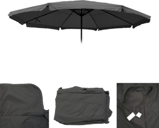 Ersatz-Bezug für Sonnenschirm Meran Pro, Gastronomie Marktschirm mit Volant Ø 5m, Polyester ~ anthrazit