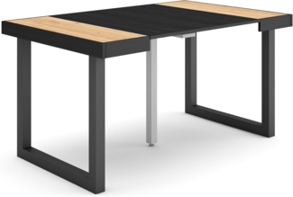 Skraut Home | Ausziehbarertisch | Multifunktionaler ausziehbarer | 140 | Für 6 Gäste | Massivholz Beine | Moderner Stil | Eiche Schwarz