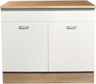 Spülenunterschrank >Ailina< in Sonoma-Eiche / weiß - 100x90x60 (BxHxT)
