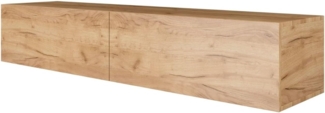 Planetmöbel TV Board 160 cm Gold Eiche, TV Schrank mit 2 Klappen als Stauraum, Lowboard hängend oder stehend, Sideboard Wohnzimmer