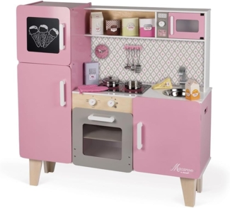 Janod 'Macaron Maxi', Spielküche aus Holz, mit Sound und Zubehör, rosa, ab 3 Jahren