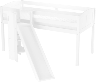 Schönes Spielbett für Kinder mit Rutsche 90x200 Kiefer weiß V-60.21W-09Rollrost und Matratze inkl.