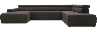 DOMO. collection Brandon Sofa, Wohnlandschaft mit Rückenfunktion in U-Form, Polsterecke Eckgarnitur Polstergarnitur, Schlamm, 175 x 359 x 228 cm