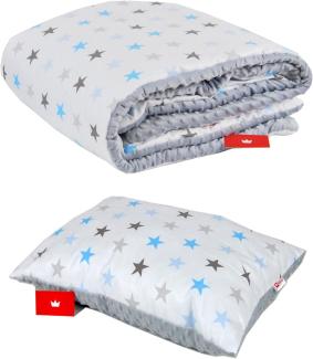 Babylux 'Sterne' Kuscheldecke 100 x 150 cm mit Kissen, grau