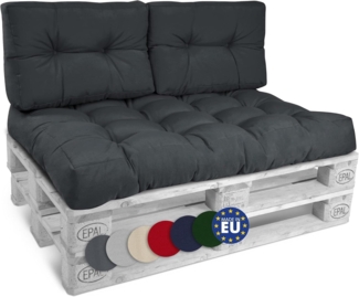 Beautissu Set Palettenkissen Outdoor 1x Sitzkissen 120x80 cm & 2X Rückenkissen 60x40 cm – Auflagen für Paletten Europaletten Palettensofa Lounge Kissen Palettenmöbel Palettenpolster Grau – Style