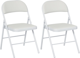 HOMCOM Klappstuhl Campingstuhl mit Gepolsteter Rückenlehne, Bürostuhl mit Stahlrahmen (Küchenstuhl mit Polster, 1 St), bis 120 kg belastbar für Gäste, Büro, Camping, Weiß
