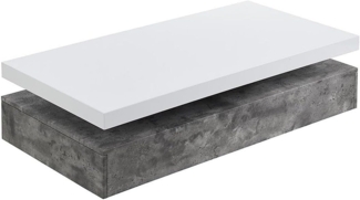 Couchtisch FELIX - 2 Schubladen - Holz (MDF) - Beton-Optik & Weiß