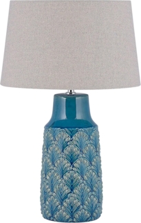'Thaya' Tischlampe in Blau Keramik 55 cm mit dekorativen Verzierungen langes Kabel mit Schalter Wohnzimmer Glamour