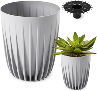 KONZEPT Blumentopf Hoher Blumentopf, Pflanzkübel Groß für Außen, Balkon, Übertopf mit Drainagesystem