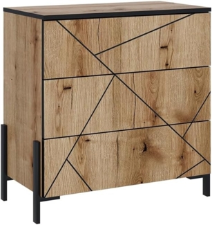 Kommode Hatto Eiche 78 x 76.8 cm mit 3 Schubladen Vicco