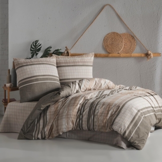 yadetextil Bettwäsche Bettwäsche 200x220 cm. 3 teilig set Modena V1, Renforce, 3 teilig, beige,100% Baumwolle/Renforcé,geometrisch gemustert,Modena V1