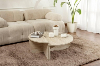Dmora - Wohnzimmertisch Parete, Niedriger Wohnzimmertisch, Kaffeeregal, Couchtisch für Sofa, 90x60 h35 cm, Beige und Marmor