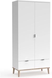 Homestyle4u Kleiderschrank, Holz Weiß, 180 cm