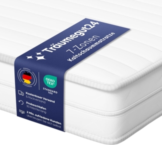 Träumegut24 - AquaFlex 16cm Wellness Kaltschaummatratze - 7-Zonen Matratze - Härtegrad H2 & H3 - ÖkoTex Rollmatratze (120x200 cm, H2 & H3)