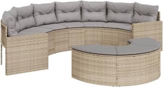 2-tlg. Garten-Sofagarnitur Halbrund Beige Poly-Rattan