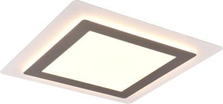 Flache LED Deckenleuchte MORGAN Silber Fernbedienung dimmbar Quadrat, 45cm