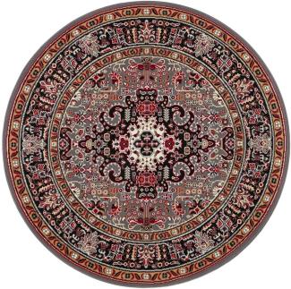 Orientalischer Kurzflor Teppich Skazar Isfahan - grau - 160 cm Durchmesser