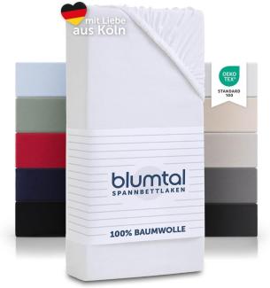 Blumtal® Baumwolle Spannbettlaken 150x200 cm Basics Jersey im 2er Set - Bettbezug 150x200 cm - Oeko-TEX zertifiziertes Spannbetttuch 150x200 cm - Matratzenbezug 150x200- Leintuch 150x200- Weiß