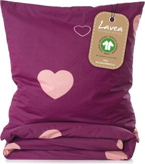Lavea Kinderbettwäsche Bettwäsche Kinder Herzen Set, mit Reißverschluss, mit Herzmotiv, 100% Baumwolle, 2 teilig, weiche Bezüge für Bettdecke und Kopfkissen