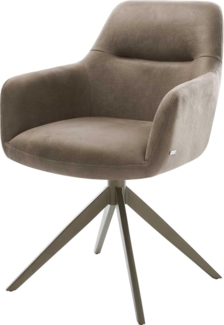 Drehstuhl Pejo-Flex Mikrofaser Taupe Vintage Kreuzgestell breit Effektfinish Titan 360° drehbar Taschenfederkern