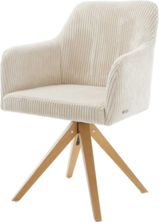 Esszimmerstuhl Greg-Flex Cord Beige Holzgestell kantig Natur Taschenfederkern