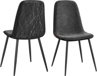 VASAGLE Esszimmerstuhl 2er Set, Küchenstuhl, Polsterstuhl, Metallbeine, verstellbare Füße, pflegeleicht, Chenille-Gewebe, PU mit von Gletschern inspiriertem Muster, von SONGMICS， schiefergrau KDCDE187G01