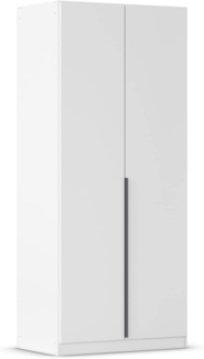 Rauch Möbel Alabama, Kleiderschrank, Garderobenschrank, 2-türig, Zubehör Basic, 1 Kleiderstange, 2 Einlegeböden, Farbe Weiß, Griff Grau metallic, 91 x 229 x 54 cm