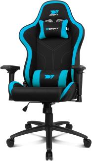 DRIFT GAMING Chair DR110 -DR110BL - Gaming Chair, hochdichter Stoff, 4D-Armlehnen, geräuscharme Rollen, Klasse 4 Kolben, Neigung, Nacken-/Lendenwirbelkissen, schwarz/blau