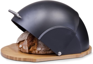ZELLER Brotkasten 27282 aus Bambus / Kunststoff, schwarz, 37 x 26 x 20,5 cm