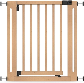 Safetots Naturholz Elegance Treppenschutzgitter, Natur, 71cm - 79cm, Druckmontage Sicherheitsgitter, Treppenschutzgitter für Treppen, Flure und Türen, Einfache Installation