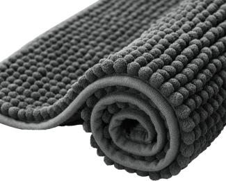 subrtex Badematte rutschfest Badezimmerteppich aus Chenille Saugfähig Badteppich weich Wasserabsorbierende Badvorleger für Badezimmer,Maschinenwaschbar(50x80 cm, grau)