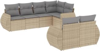 vidaXL 7-tlg. Garten-Sofagarnitur mit Kissen Beige Poly Rattan 3253946