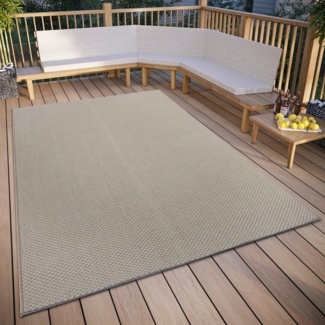 Hanse Home Pure In- & Outdoor Teppich Wetterfest – Modernes Muster, Wasserfest robuster Aussenteppich Flachgewebe für Garten, Balkon, Terrasse, Wohnzimmer –Beige, 115x170 cm