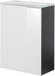 Fackelmann SBC KARA Gäste WC Set 3-teilig 45 cm, Weiß/Anthrazit, links, Glas Weiß