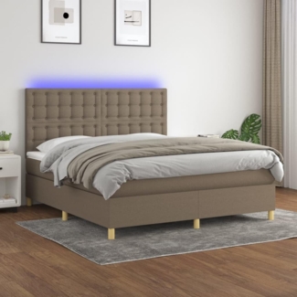 vidaXL Boxspringbett mit Matratze & LED Taupe 160x200 cm Stoff 3135769