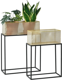 Blumenständer Anderlues 2er Set Schwarz/Messingfarben en. casa