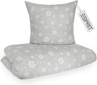 Esprit Bettwäsche FLANELL Winter Bettwäsche, Baumwolle, 1 teilig, 135 x 200 cm in Hellgrau