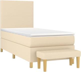 vidaXL Boxspringbett mit Matratze Stoff Creme 90 x 200 cm