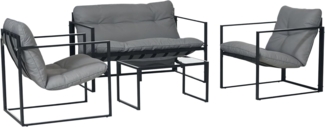 Outsunny Sitzgruppe Gartenmöbel-Set, 1 Glastisch, 2 Sessel, 1 Sofa, wetterbeständig, (Dining Set, 4-tlg, Gartenmöbel-Set), mit Auflagen
