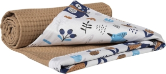 Medi Partners Babydecken Baby 100% Baumwolle Krabbeldecke Babydecke 75x100 cm doppelseitig Kinderbett Waffle Kuscheldecke Kinderwagen (Boho Animals mit Beige Waffle)
