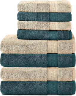 Komfortec Handtuch Set aus 100% Baumwolle, 4 Handtücher 50x100 cm und 4 Badetücher 70x140 cm, Frottee (Packung, 8-St), Duschtücher & Badehandtuch, Weich, Towel, Groß