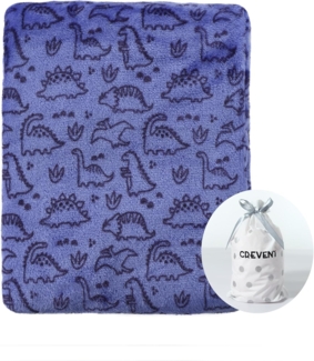 CREVENT 75X100 cm, leicht, flauschig, warm, Plüschdecke für Jungen, Säuglinge, Kleinkinder, Neugeborene, Kinderbett, Kinderwagen, Blau Dinosaurier